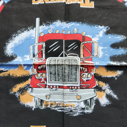 Vtg Trucking Along Semi Bandana Driving Long And Hard USA Flag Truck Biker