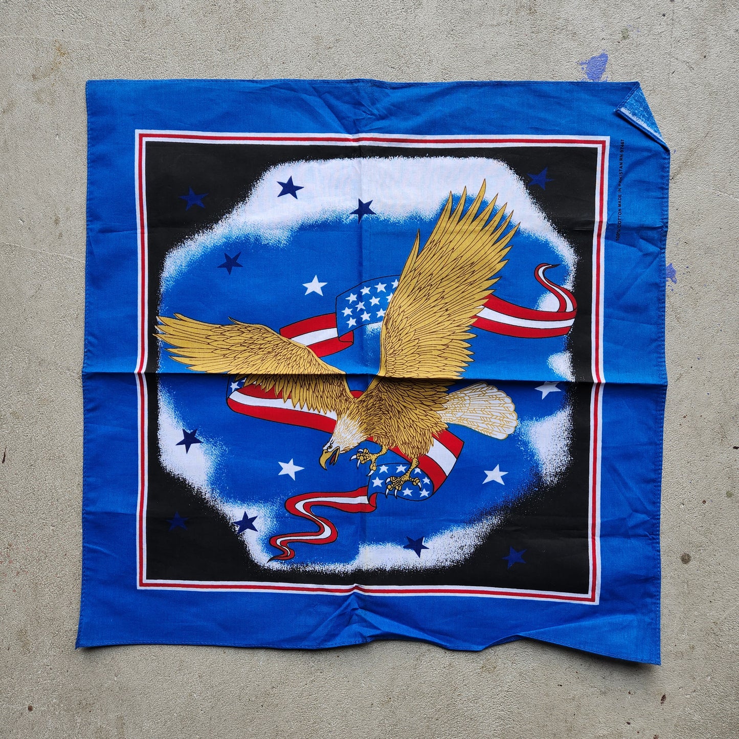 Vtg Bald Eagle American Flag Bandana USA Biker Motorcycle