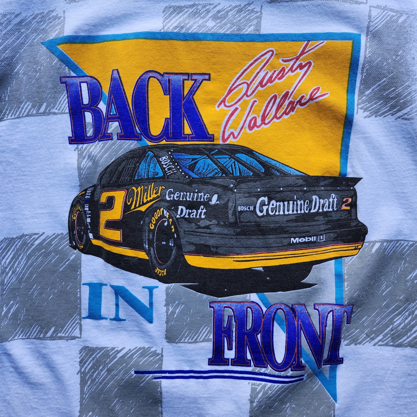 Vtg 90s Rusty Wallace Miller Genuine Draft Nascar Racing Shirt Tee AOP XL Shirt