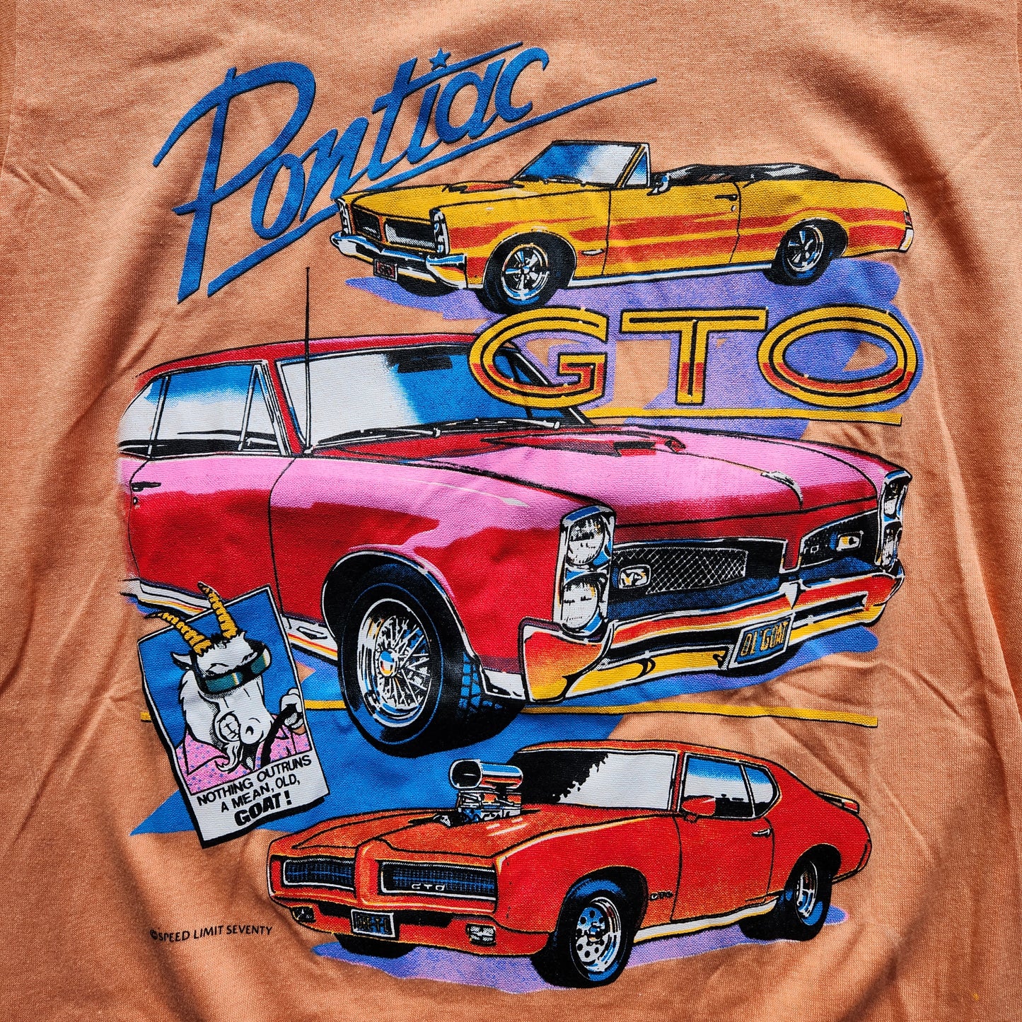 Vtg 1980s Pontiac GTO Muscle Car Goat Tee Adult Medium Shirt