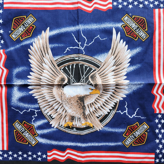 Vtg Harley Davidson Bald Eagle Bandana USA Flag Biker 80s 90s