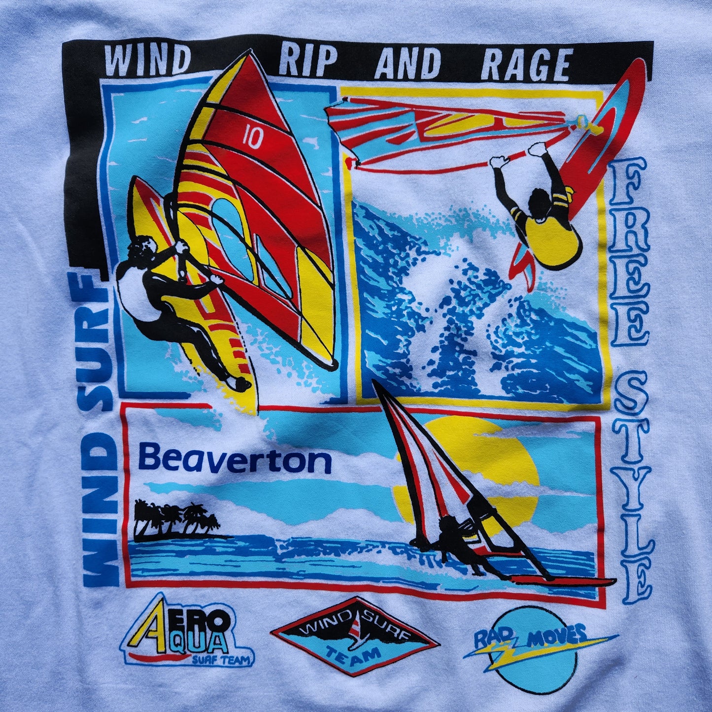 Vintage Wind Surf Shirt Ringer Free Style Blue Stedman Beach Tee Rad Moves