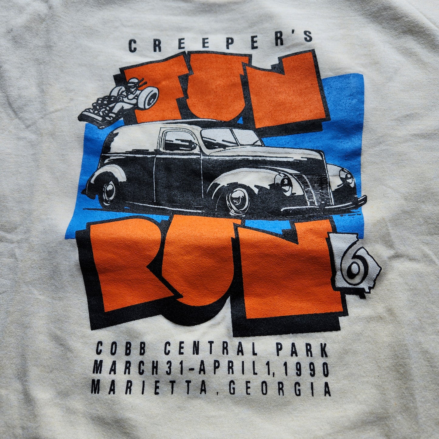 Vintage 1990 Creeper's Fun Run Shirt Marietta Georgia Car Tee