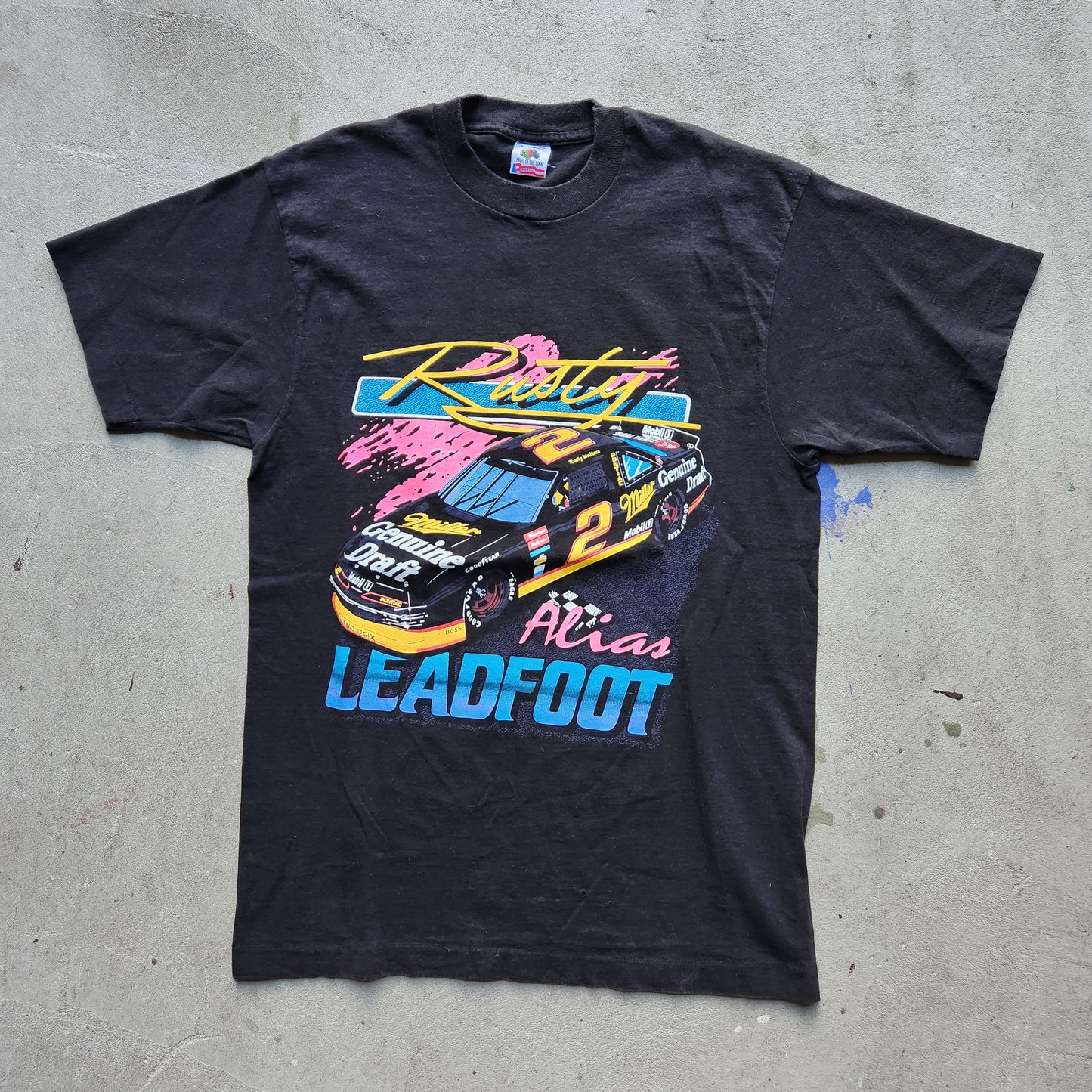 Vintage Rusty Wallace Shirt Lead Foot 1991 Tour Large Nascar Racing Tee Miller Beer