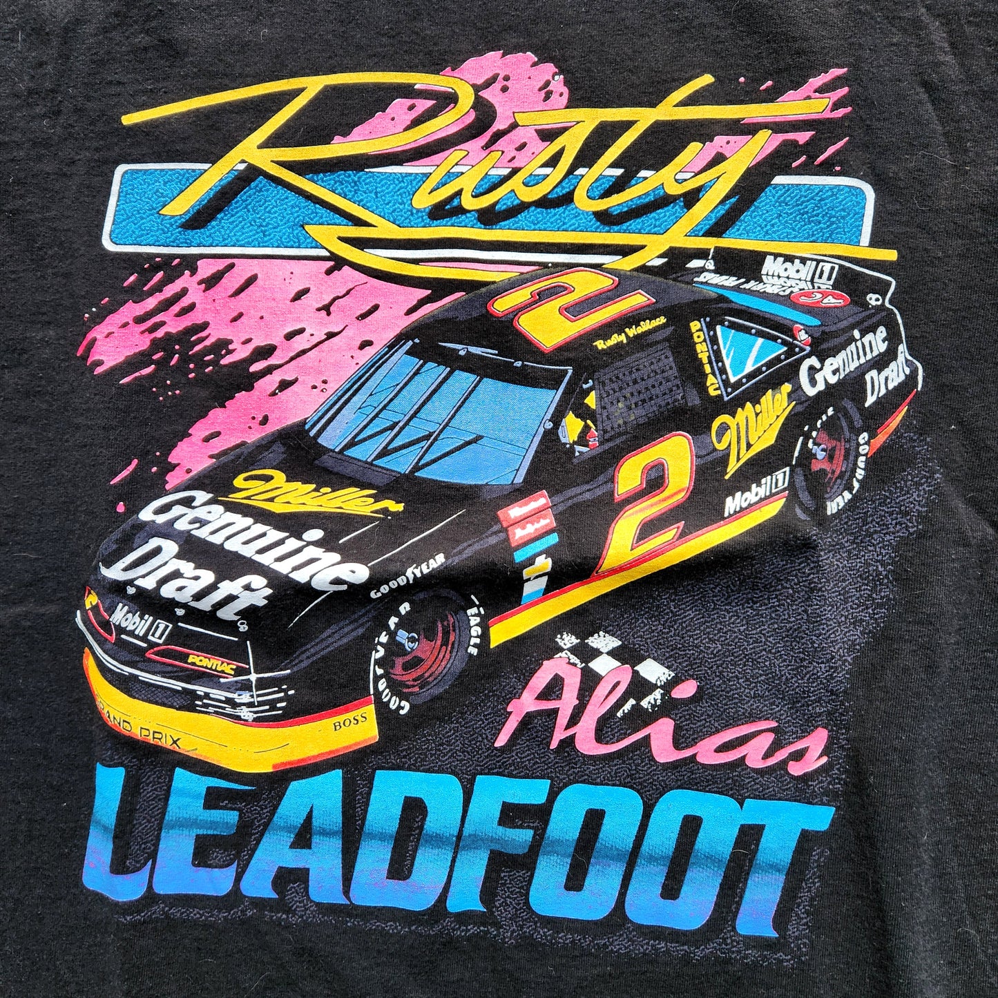 Vintage Rusty Wallace Shirt Lead Foot 1991 Tour Large Nascar Racing Tee Miller Beer