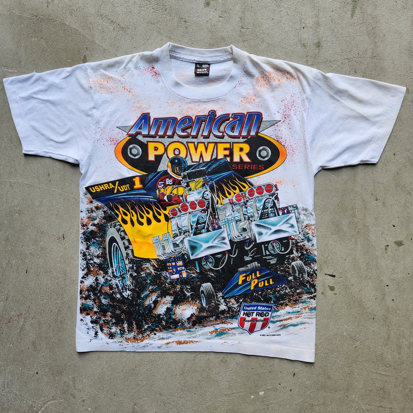 American Power Drag Racing Shirt Tee AOP Hot Rod Motorsports Large Bowling Green Ohio