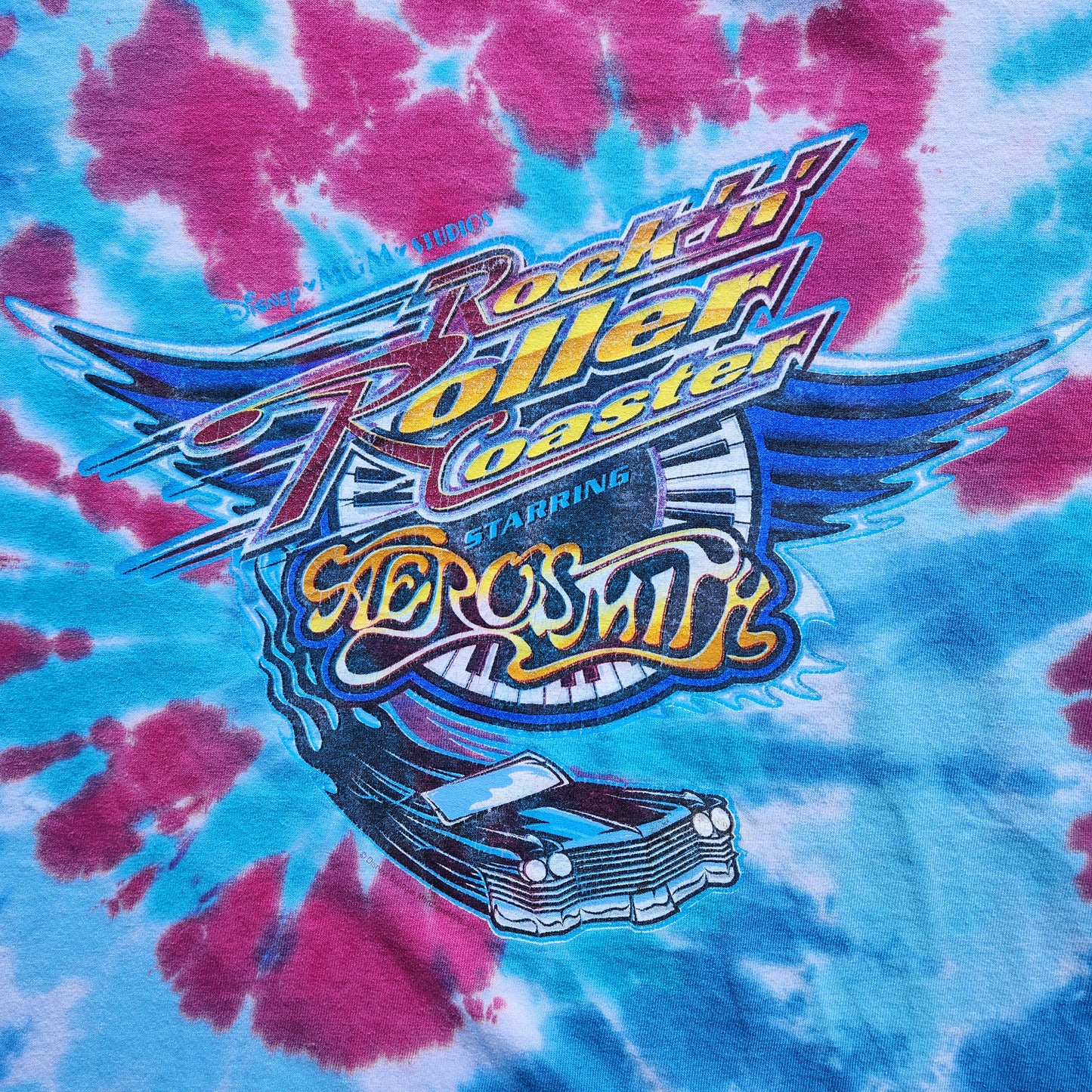 Aerosmith Rock N Roller Coaster Disney Tie Dye Tee XL Shirt