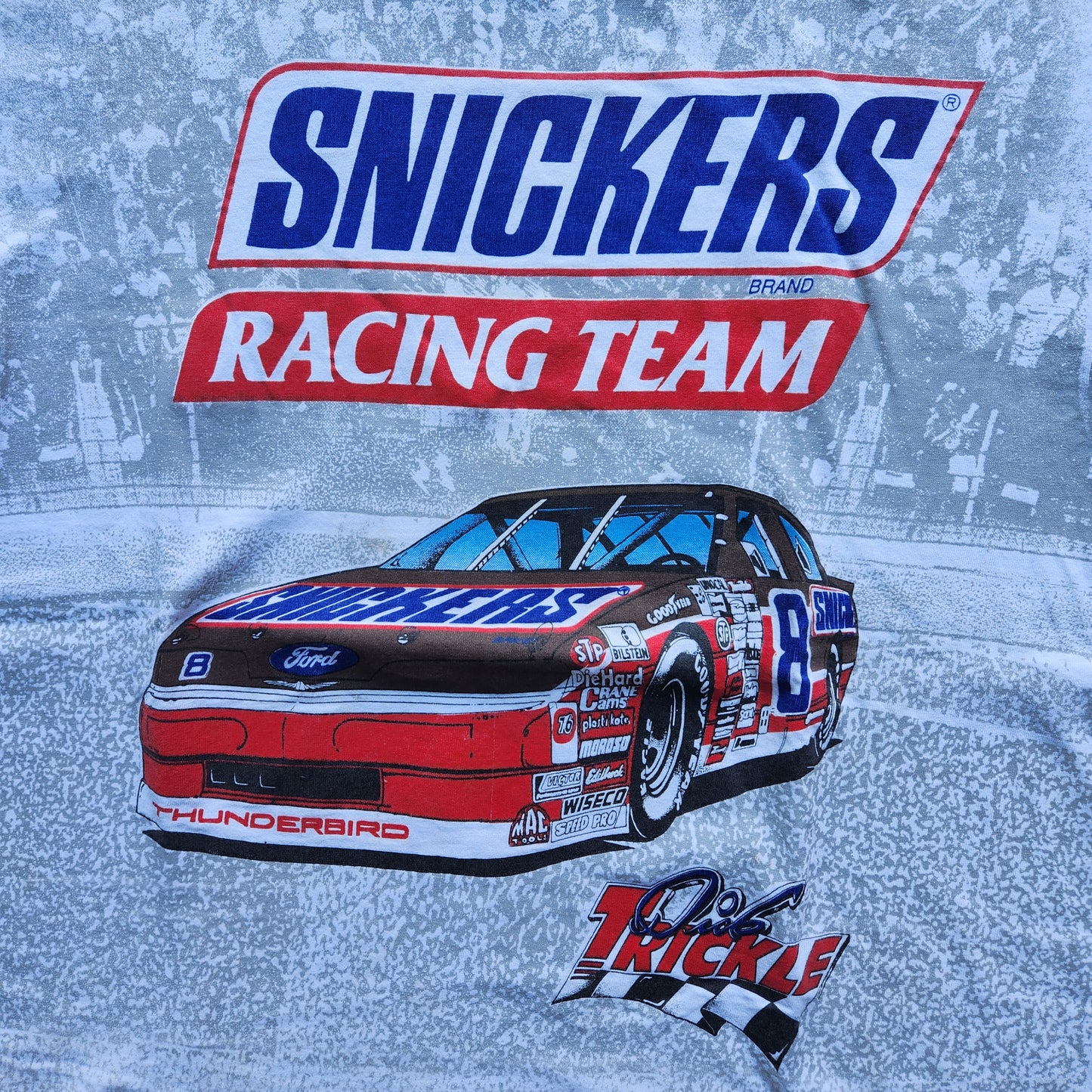 Vtg 1992 Dick Trickle Snickers Racing Team Nascar Tee Shirt AOP Adult XL