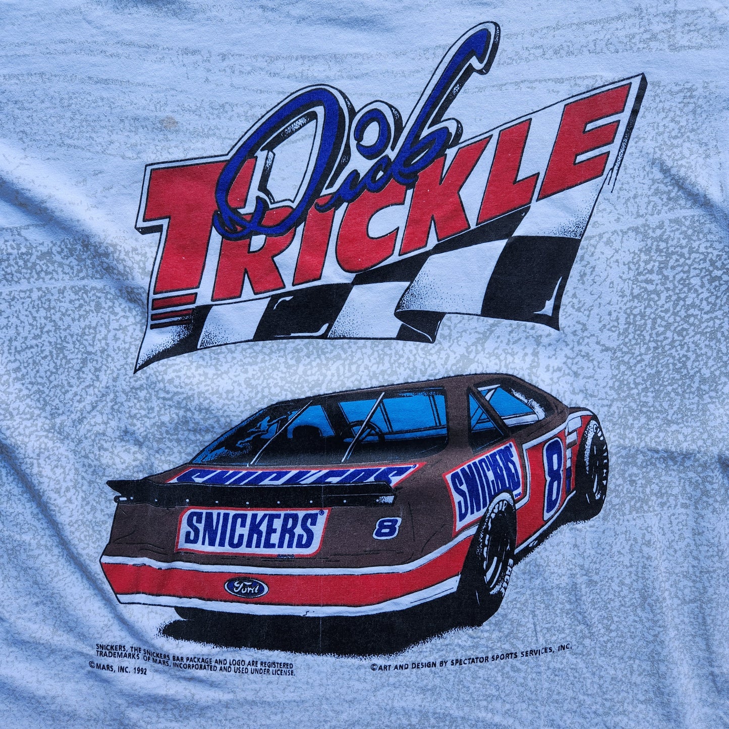 Vtg 1992 Dick Trickle Snickers Racing Team Nascar Tee Shirt AOP Adult XL