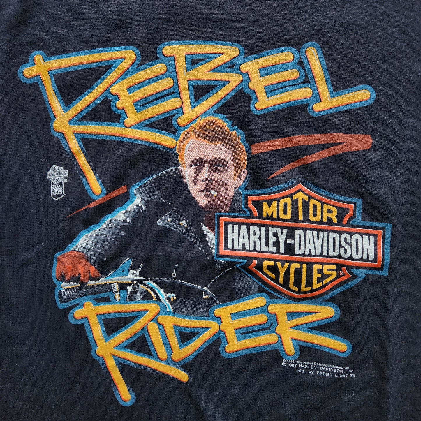 Vtg 1987 James Dean Harley Davidson Rebel Rider Motorcycle Tee Adult Small Shirt