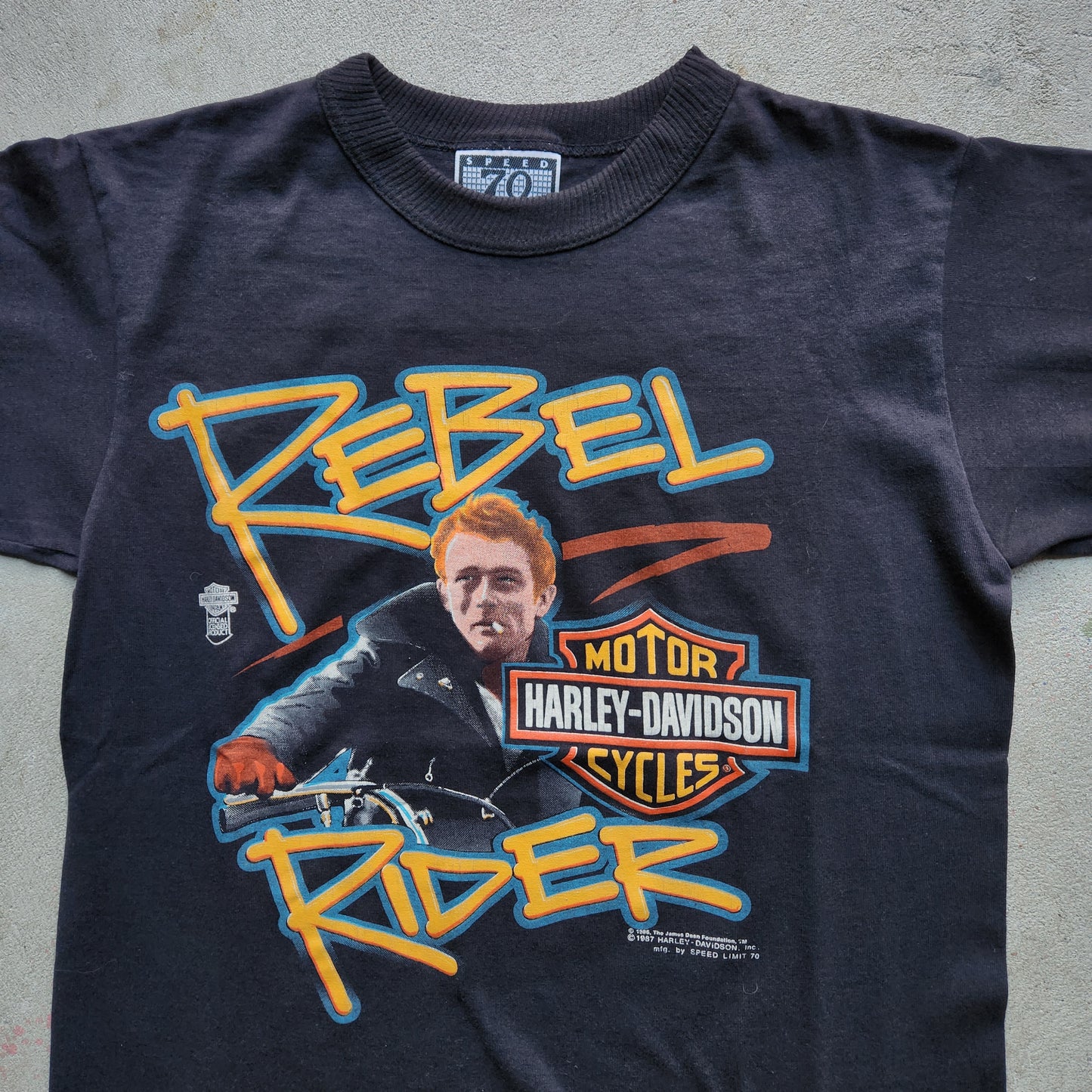 Vtg 1987 James Dean Harley Davidson Rebel Rider Motorcycle Tee Adult Small Shirt