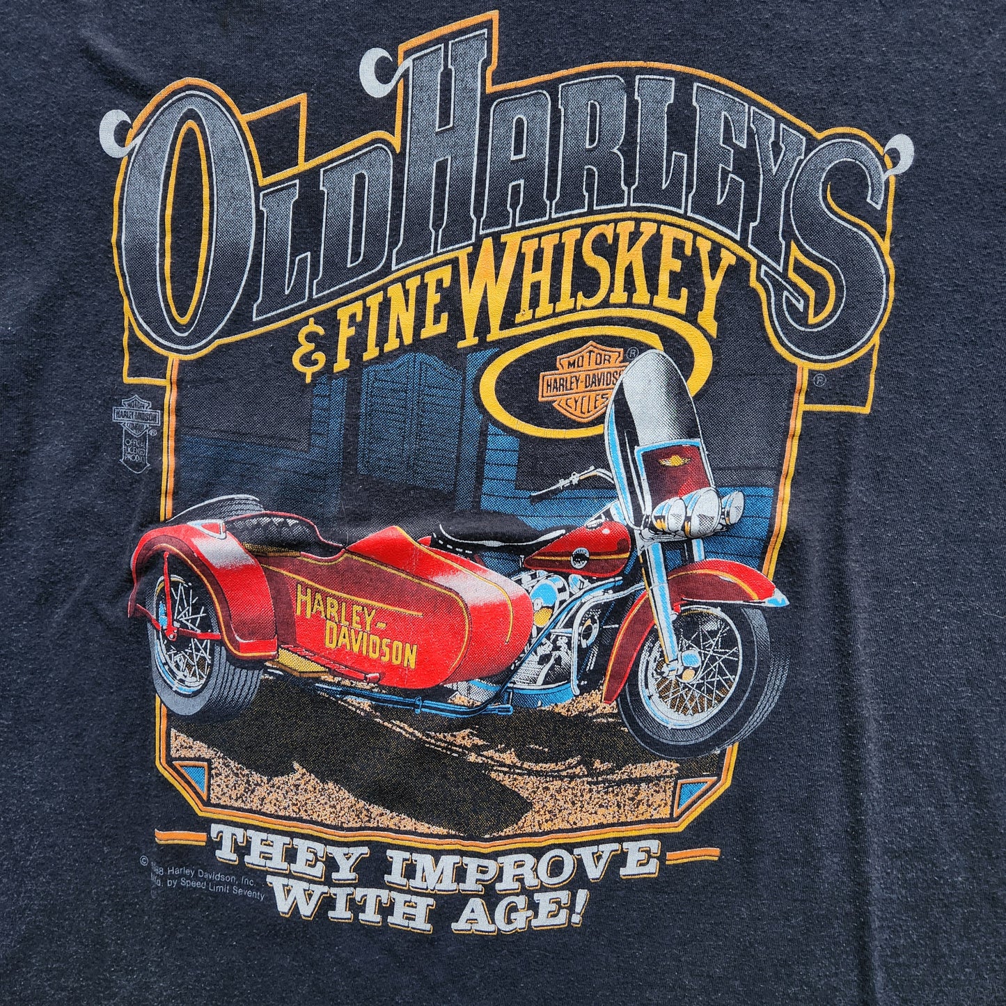 1988 Harley Davidson Whiskey Tee Speed Limit 70 Biker Adult Large Shirt