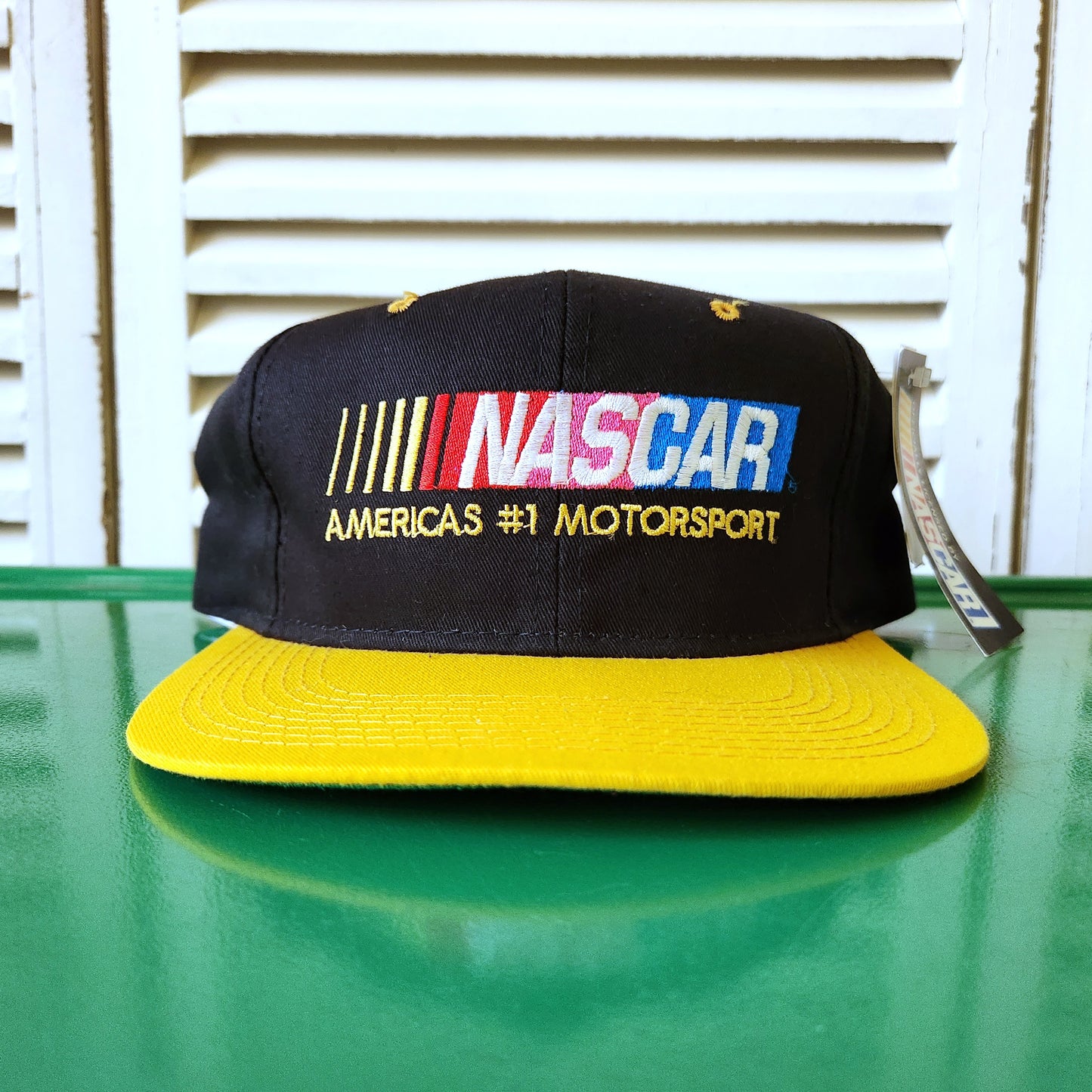 Vtg Nascar Snapback Hat NOS Racing Black Yellow Motorsports Kudzu