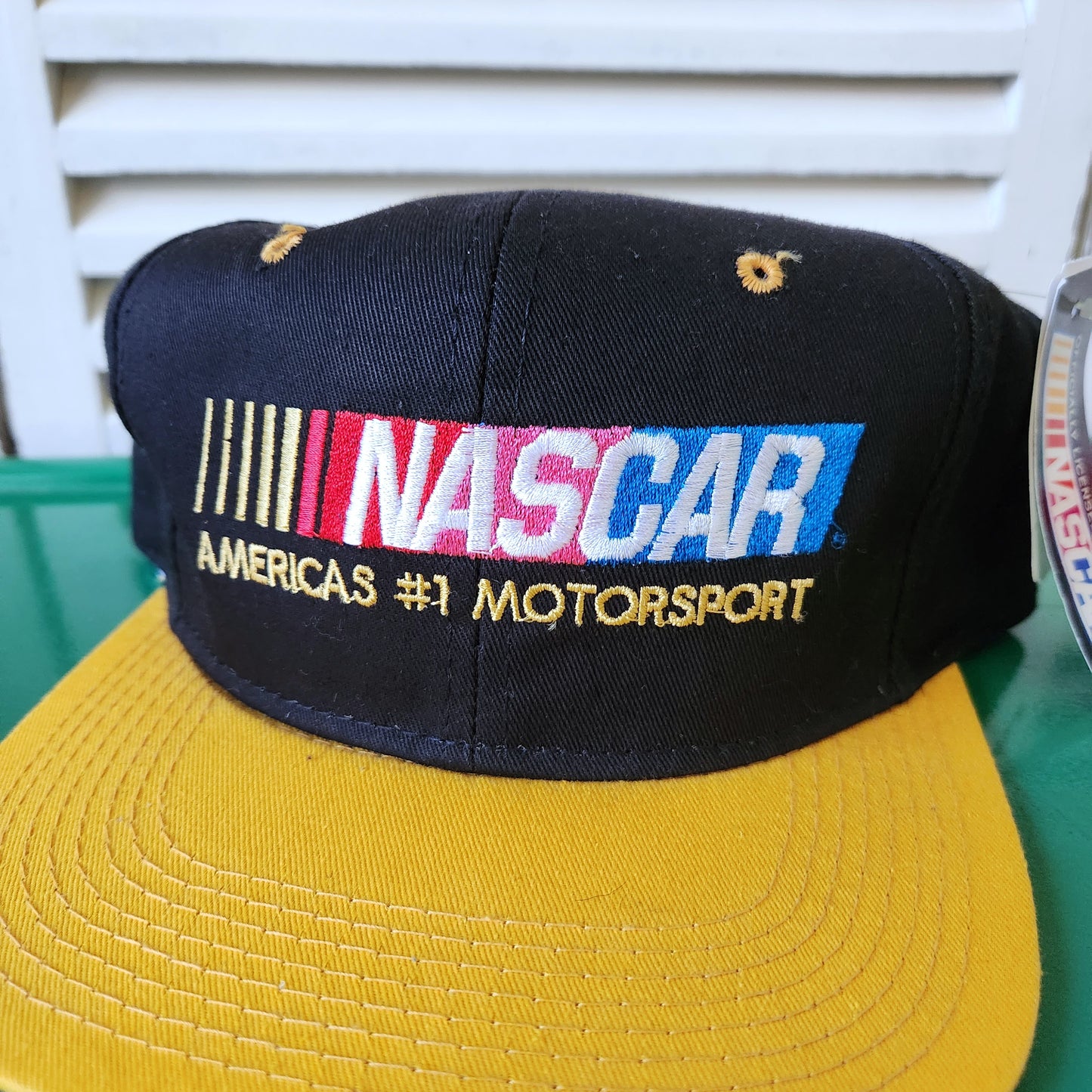 Vtg Nascar Snapback Hat NOS Racing Black Yellow Motorsports Kudzu