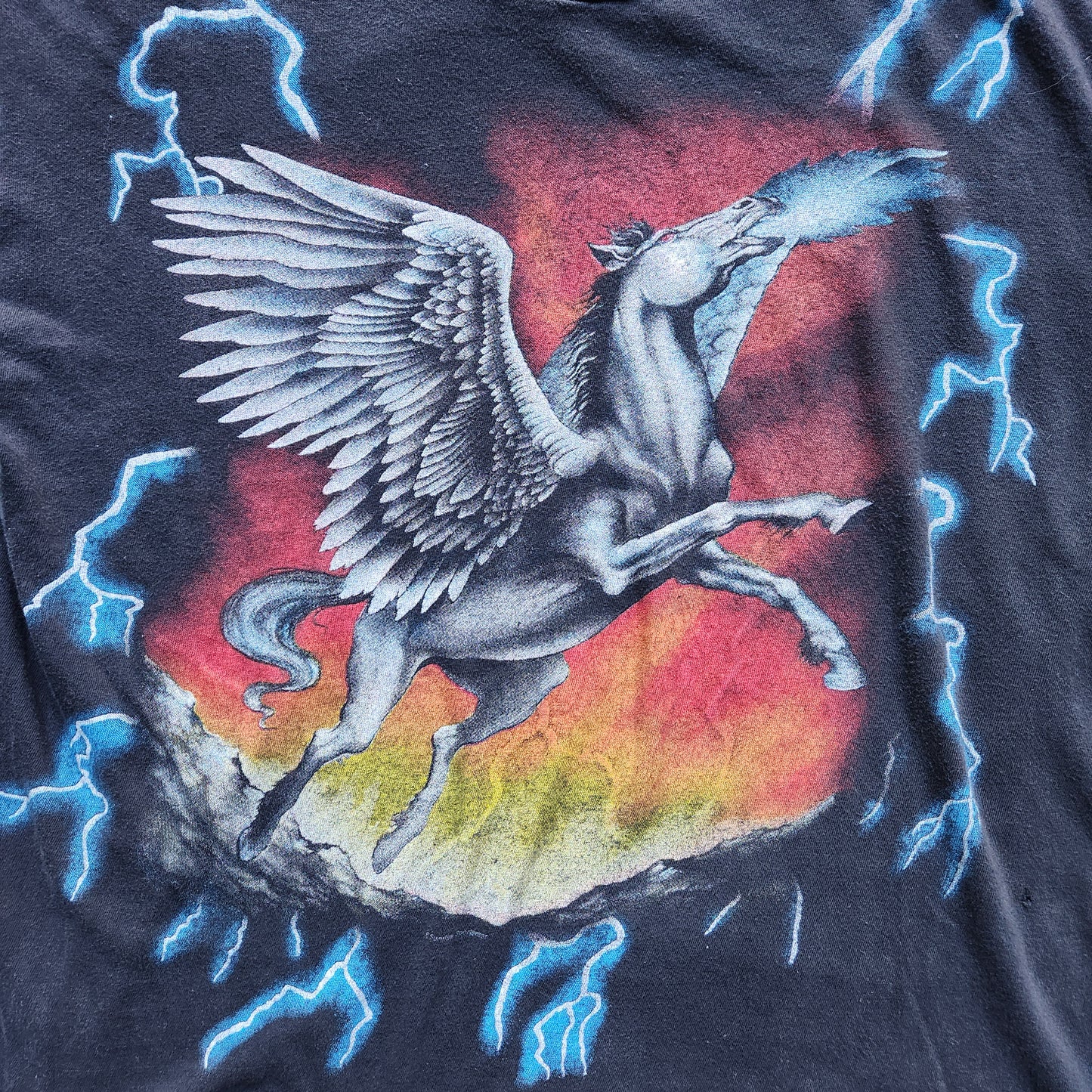 Vintage USA Thunder Pegasus Lightning Tee Shirt 90s Biker AOP