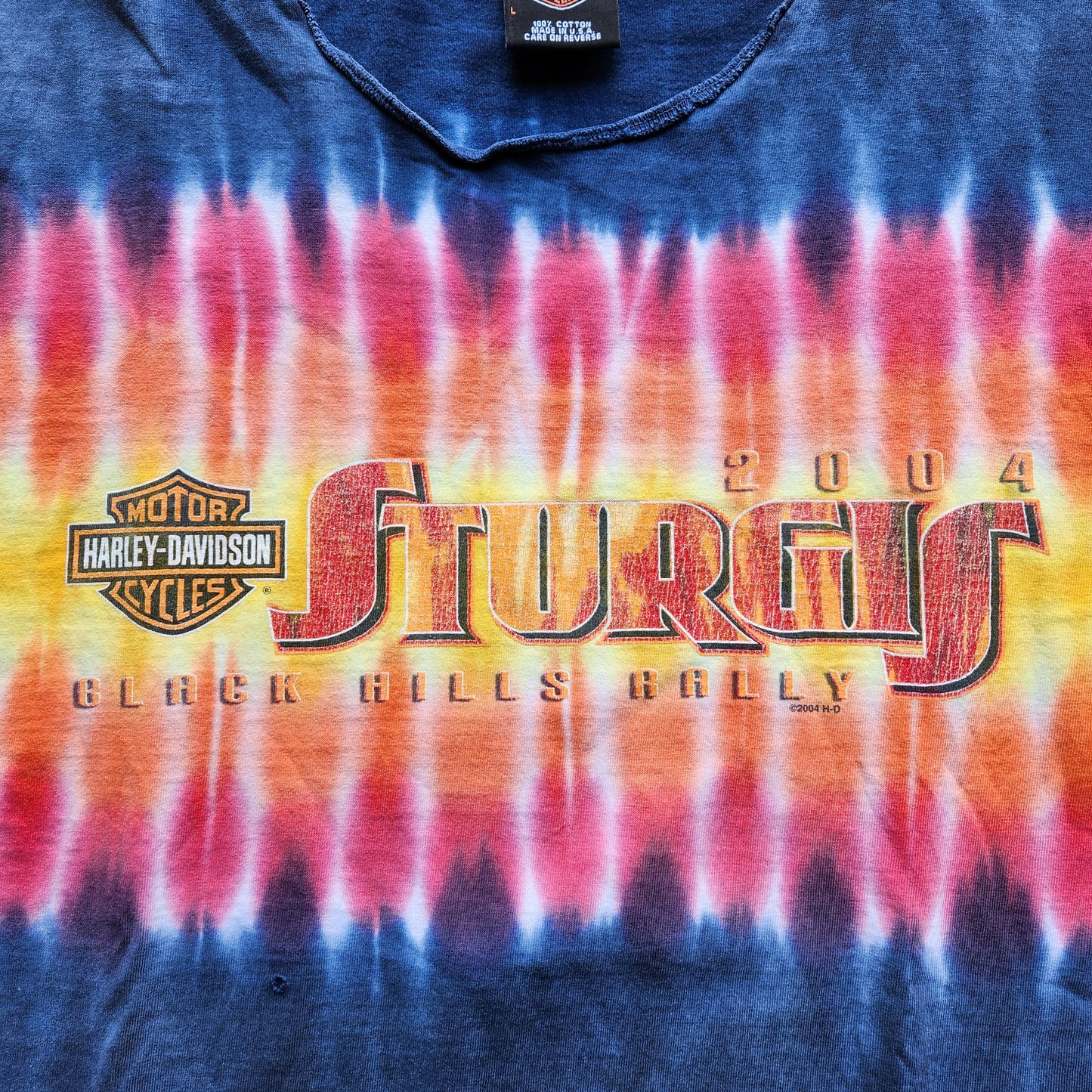 Vtg 2004 Sturgis Tie Dye Cut Off Shirt Black Hills Rally Biker Motorcycle Tee