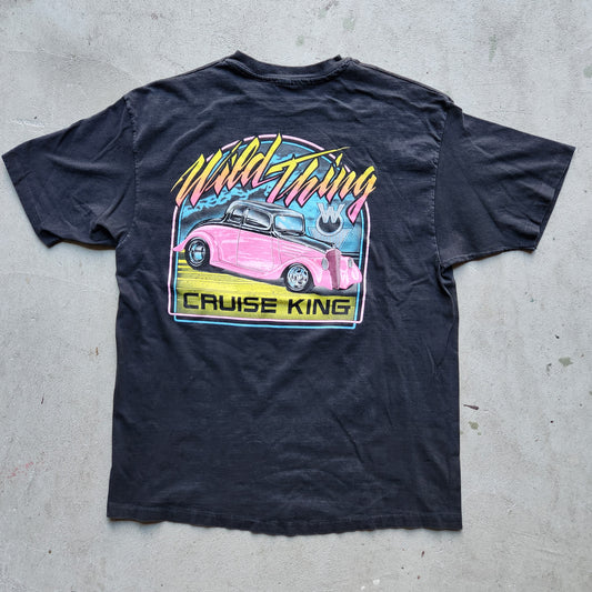 Vintage 1992 Cruise King Wild Thing Shirt XL Herbie's Black Hot Rod 90s Tee